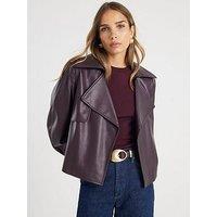 River Island Cropped Belted Trench Jacket - Dark Red