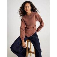 River Island Long Sleeve Draped Sweatshirt - Brown