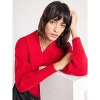 River Island Knitted V Neck Jumper - Red