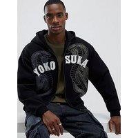River Island Embroidered Yokosuka Snake Hoodie - Black