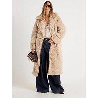 River Island Faux Shearling Coat - Cream
