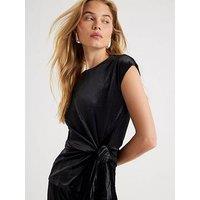 River Island Velvet Tie Side Top - Black