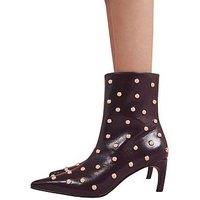 River Island Studded Kitten Heel Boots - Red