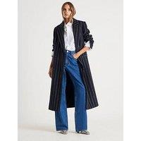 River Island Pinstripe Double Breasted Coat - Blue