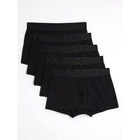 River Island Jacquard Waistband Pack Of 5 Trunks - Black