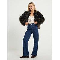 River Island Petite Relaxed Straight Leg Jeans - Blue