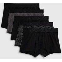 River Island Monogram Sketch Pack Of 5 Trunks - Black