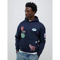 River Island Oversized Fit Badge Hoodie - Blue