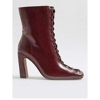 River Island Lace Up Heeled Ankle Boots - Red