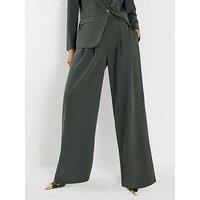 River Island Wide Leg Tailored Trousers - Green