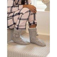 Pour Moi Cosy Cable Knit Lined Slipper Sock