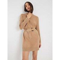 River Island Belted Jumper Dress - Brown