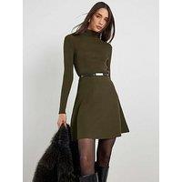 River Island Knitted Belted Mini Dress - Green