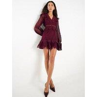 River Island Red Long Sleeve Lace Mini Dress - Purple