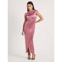 River Island Velvet Drape Midi Dress - Pink