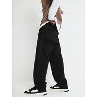 River Island Loose Fit Cargo Trousers - Black