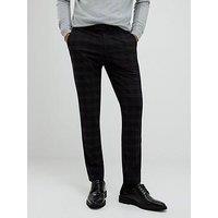 River Island Skinny Fit Check Trousers - Black