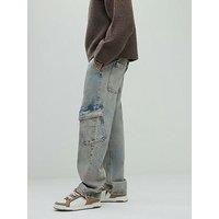River Island Loose Fit Cargo Jeans - Blue