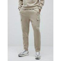 River Island Beige Slim Fit Nylon Hybrid Joggers - Natural