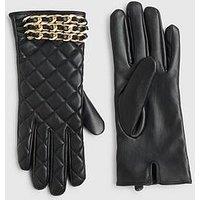 River Island Quilted Chain Trim Glove - Black