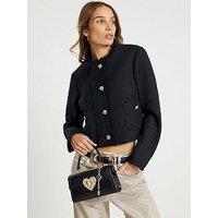River Island Heart Lock Cross Body Bag - Black