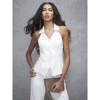 River Island Halter Neck Tuxedo Top - Cream
