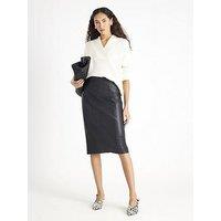 River Island Faux Leather Corset Waist Midi Skirt - Black