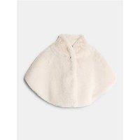 River Island Faux Fur Brooch Cape - Cream