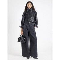 River Island Wide Leg Corset Button Up Jeans - Grey