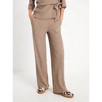 River Island Textured Wide Leg Trousers - Beige