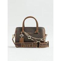 River Island Monogram Chain Detail Bowler Bag - Brown