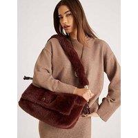 River Island Faux Fur Shoulder Bag - Brown