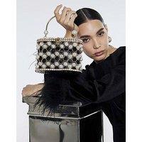 River Island Pearl Cage Basket Clutch Bag - Gold
