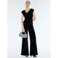 River Island Sequin Cowl Neck Jumpsuit - Black