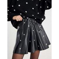 River Island Faux Leather Studded Mini Skirt - Black