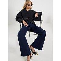 River Island Wide Leg Corset Button Up Jeans - Blue