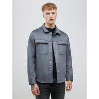 River Island Regular Fit Faux Suede Overshirt - Grey