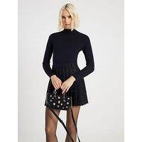 River Island Boucle Hybrid Dress - Black