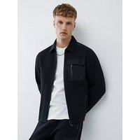 River Island Slim Fit Nylon Hybrid Shacket - Black