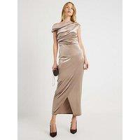 River Island Velvet Sleeveless Drape Midi Dress - Brown