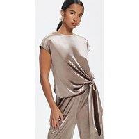 River Island Velvet Tie Side Top - Brown