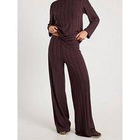 River Island Cosy Wide Ribbed Trousers - Brown