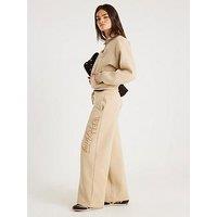 River Island Nyc Wide Leg Joggers - Beige