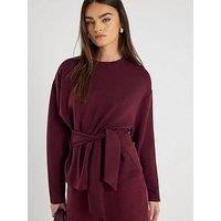 River Island Red Premium Long Sleeve Tie Front Top - Red