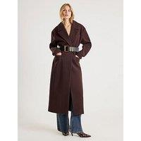 River Island Longline Belted Coat - Brown