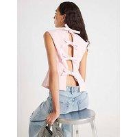 River Island Sleeveless Diamante Collar Bow Back Top - Pink