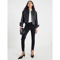River Island High Rise Skinny Stirrup Jeans - Black