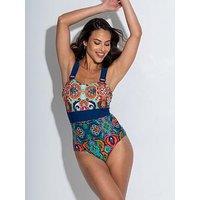 Pour Moi Palm Springs Colour Block Tummy Control Swimsuit