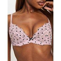 Ann Summers Sexy Lace Flocked Spot Non Padded Plunge Bra