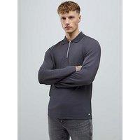 River Island Slim Fit Textured Polo Shirt - Dark Grey